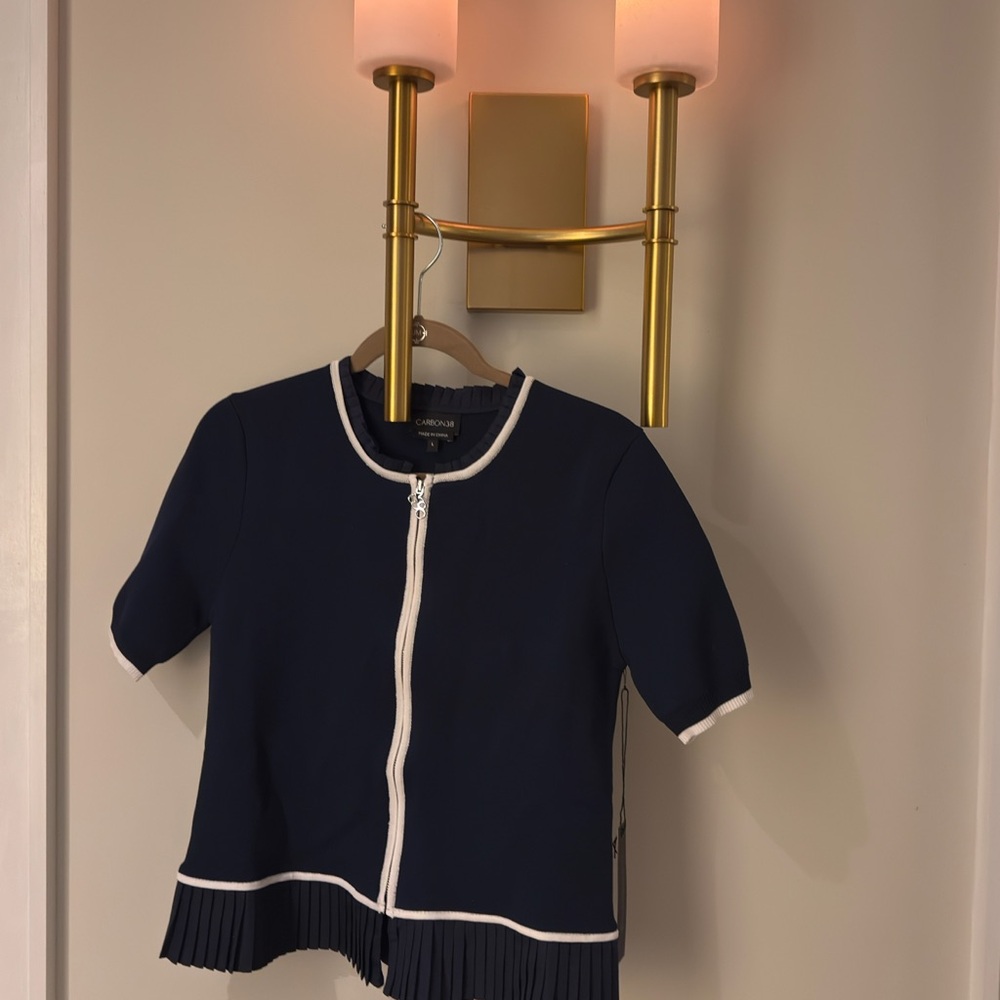 Navy Blue top with White Trim